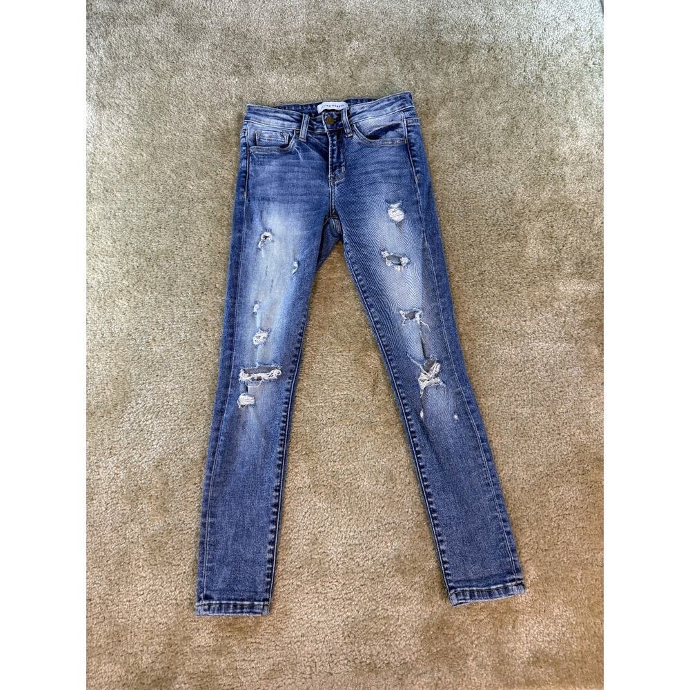 Flying Monkey Jeans Womens 24 Skinny Ankle Low Rise Distressed 26x26 D264